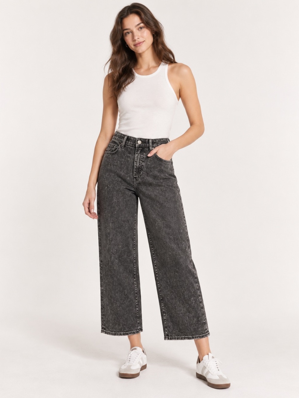 Women’s Black Washed Straight-Leg Jeans